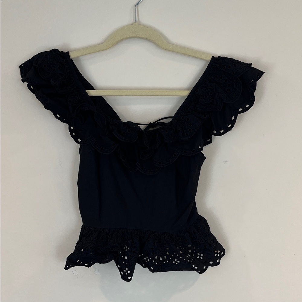 Express Black Ruffled Blouse XS